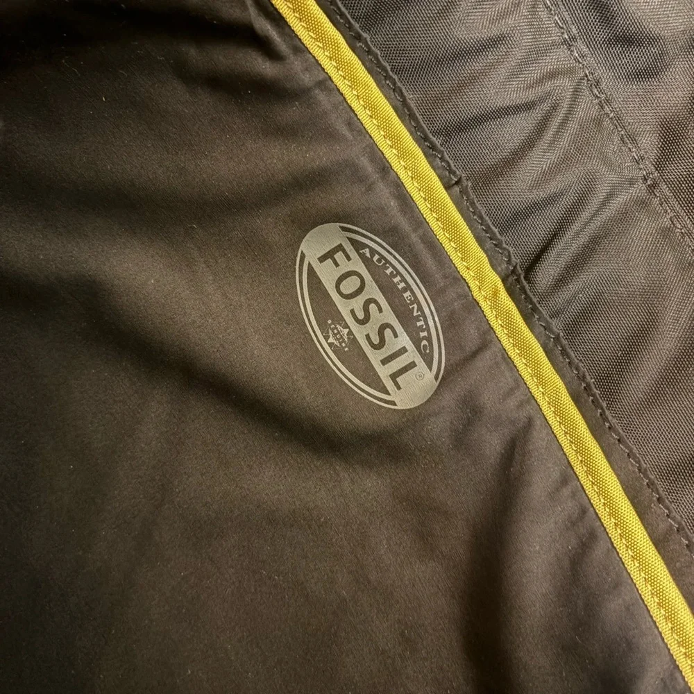Fossil Messenger Computer Bag Black Adjustable Travel Nylon Utility